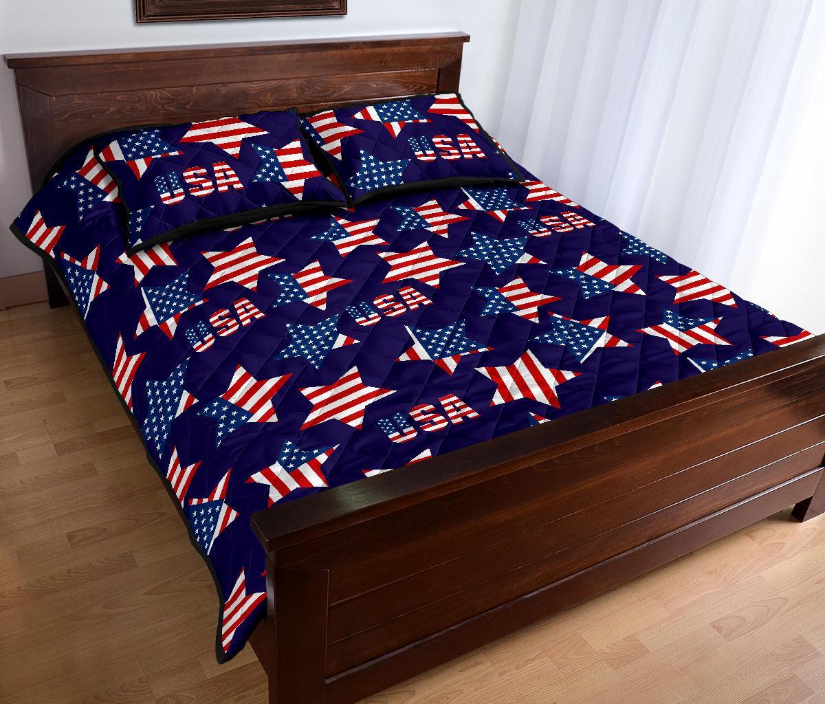 Patriot Usa Pattern Print Bed Set Quilt-grizzshop