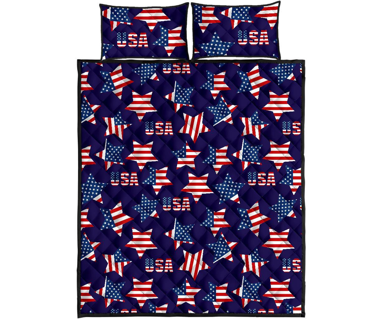 Patriot Usa Pattern Print Bed Set Quilt-grizzshop