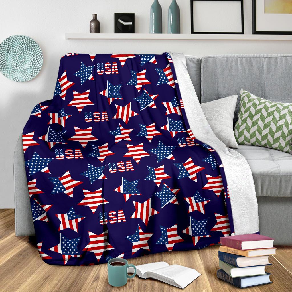 Patriot Usa Pattern Print Blanket-grizzshop