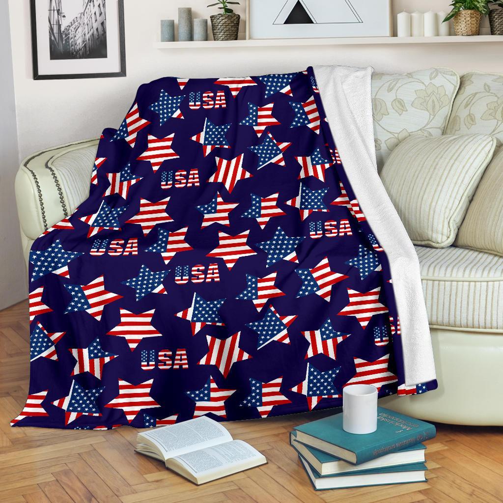 Patriot Usa Pattern Print Blanket-grizzshop