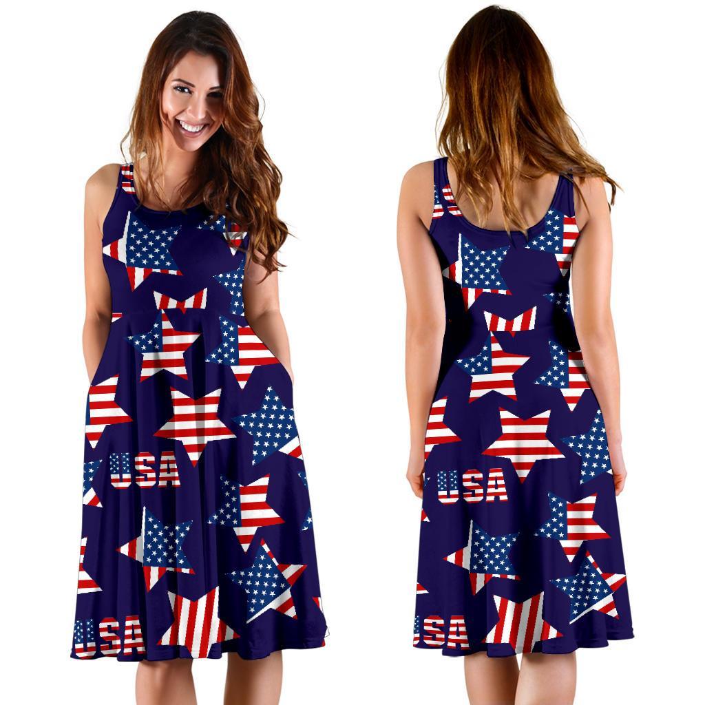 Patriot Usa Pattern Print Dress-grizzshop