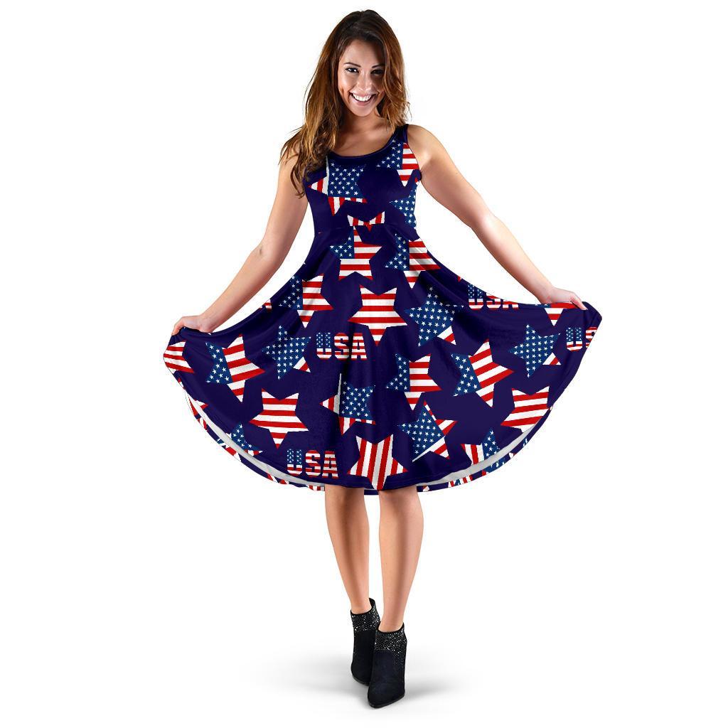 Patriot Usa Pattern Print Dress-grizzshop