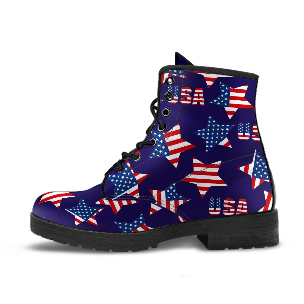 Patriot Usa Pattern Print Men Women Leather Boots-grizzshop