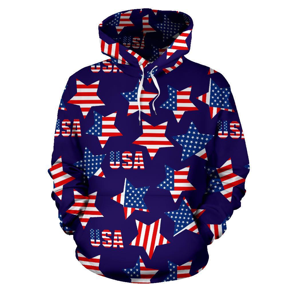 Patriot Usa Pattern Print Men Women Pullover Hoodie-grizzshop