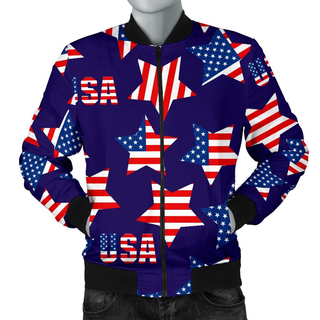 Patriot Usa Pattern Print Men's Bomber Jacket-grizzshop