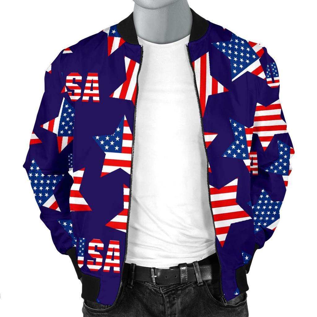 Patriot Usa Pattern Print Men's Bomber Jacket-grizzshop