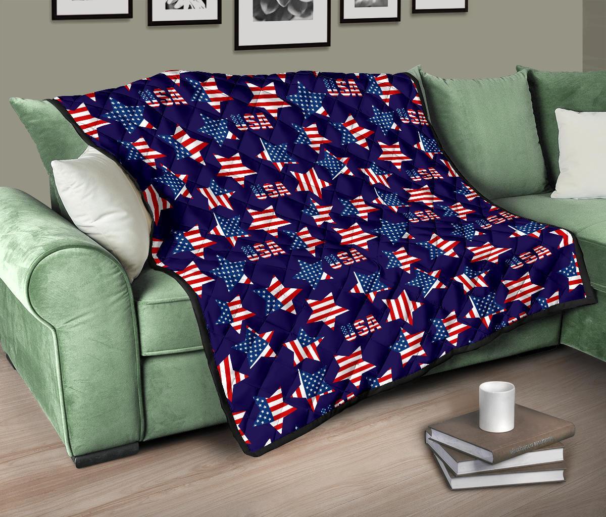 Patriot Usa Pattern Print Quilt-grizzshop