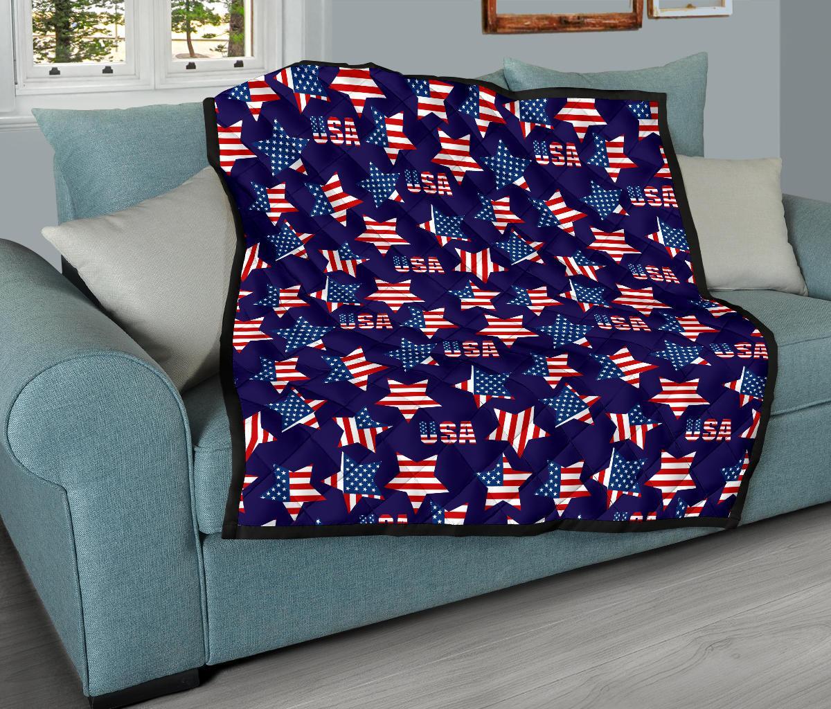 Patriot Usa Pattern Print Quilt-grizzshop