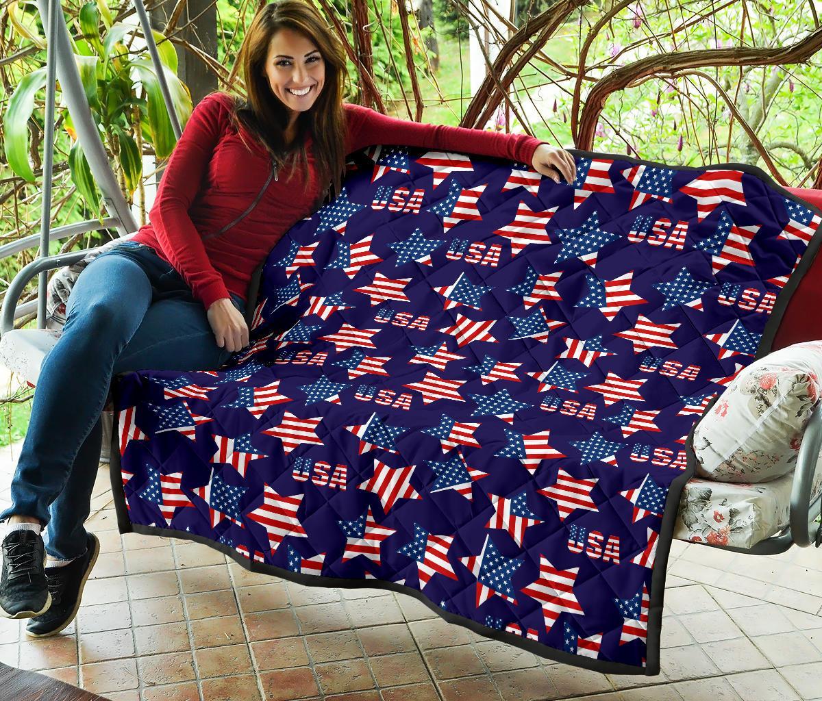 Patriot Usa Pattern Print Quilt-grizzshop