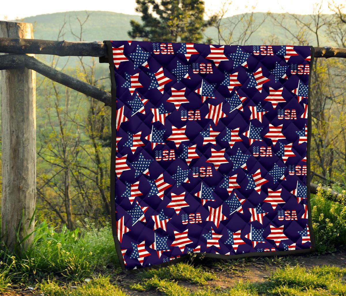 Patriot Usa Pattern Print Quilt-grizzshop