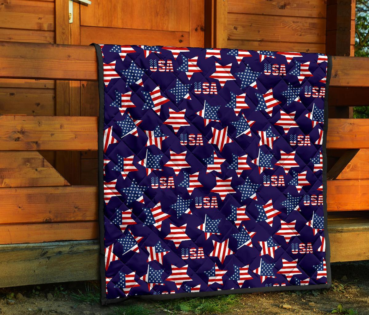 Patriot Usa Pattern Print Quilt-grizzshop