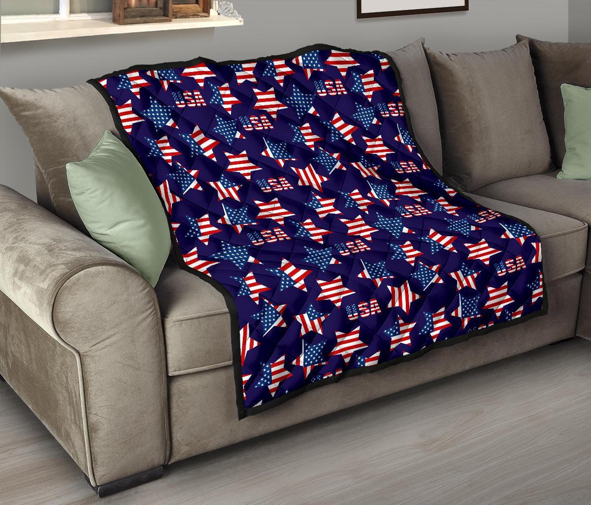 Patriot Usa Pattern Print Quilt-grizzshop