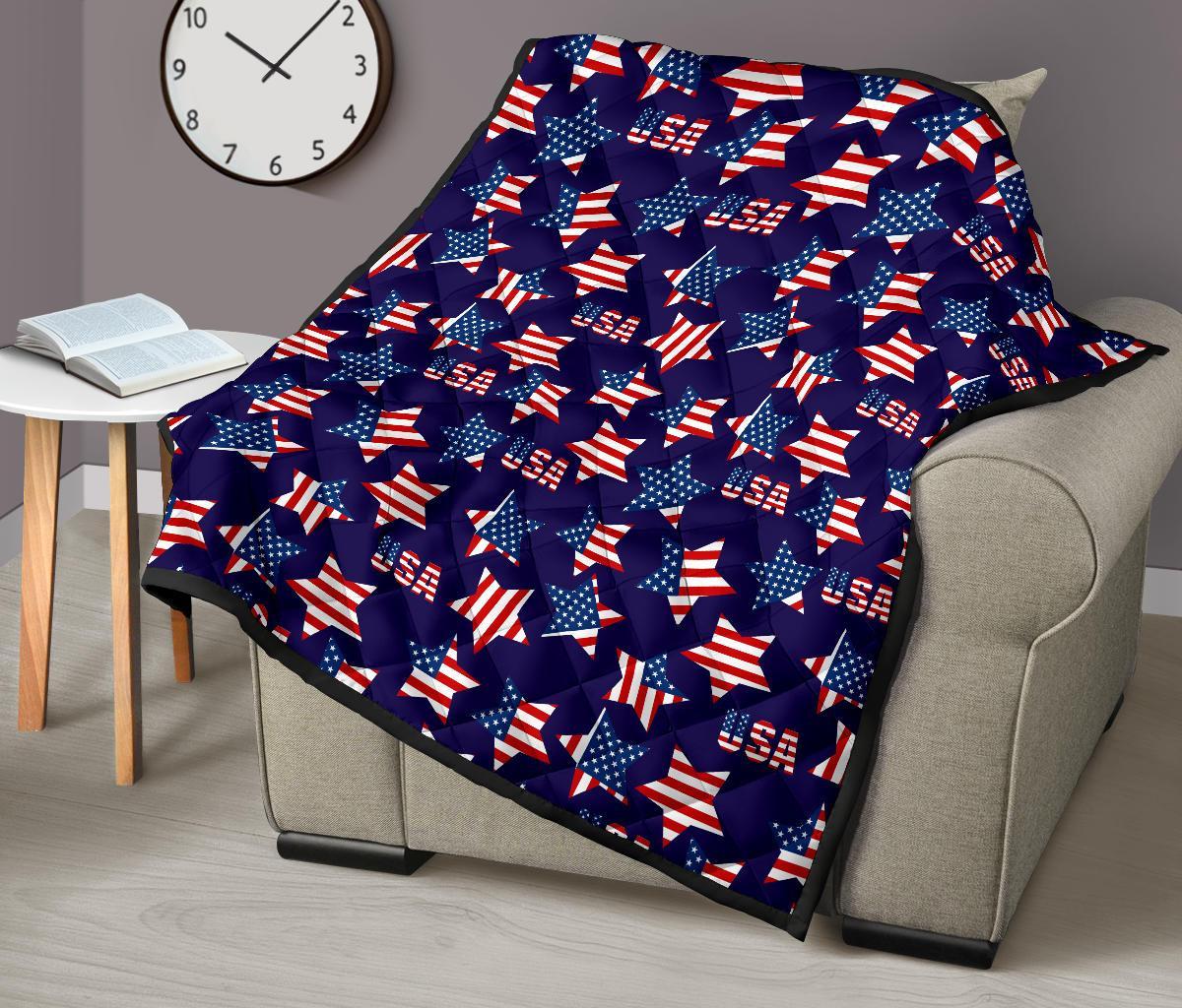 Patriot Usa Pattern Print Quilt-grizzshop