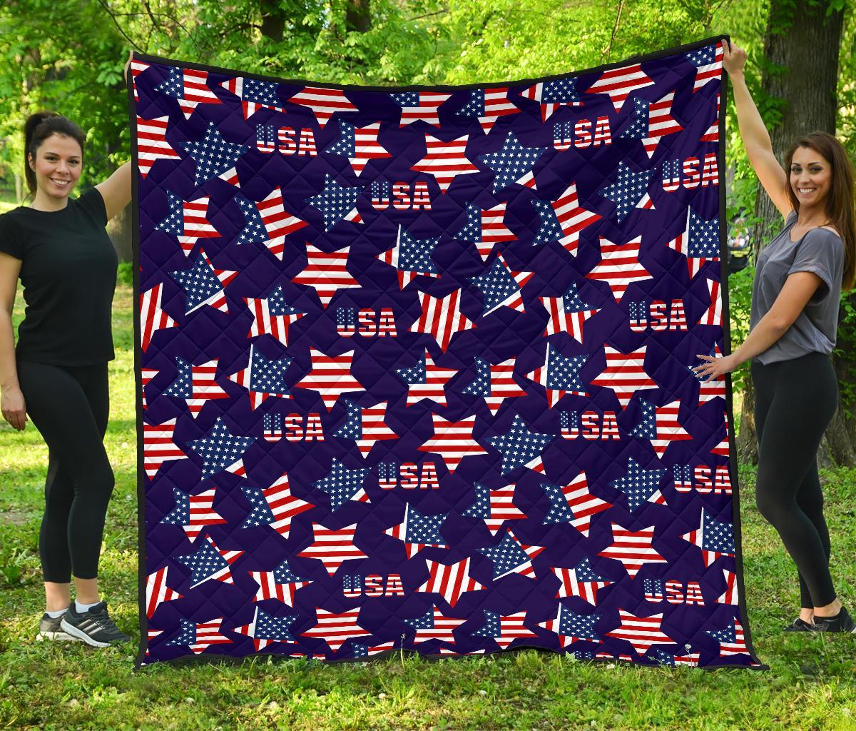 Patriot Usa Pattern Print Quilt-grizzshop