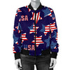 Patriot Usa Pattern Print Women Casual Bomber Jacket-grizzshop