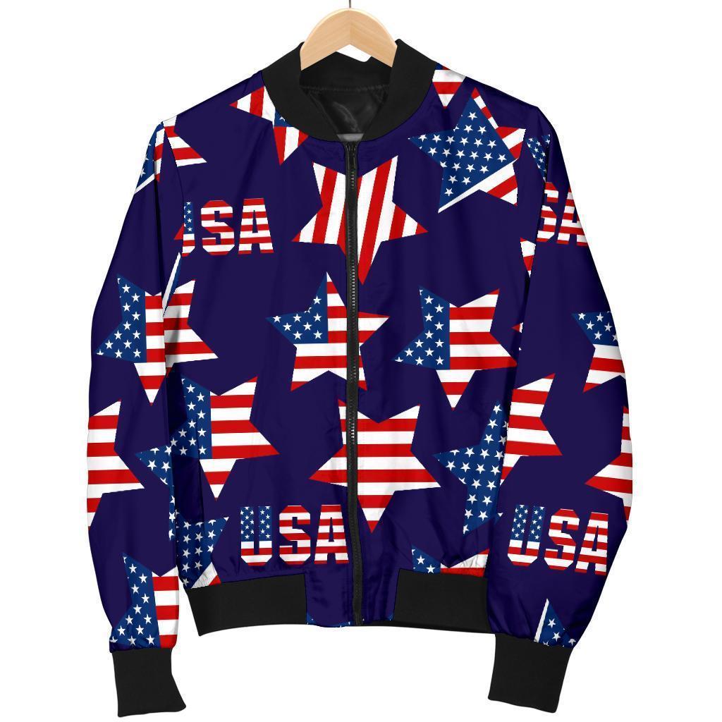 Patriot Usa Pattern Print Women Casual Bomber Jacket-grizzshop