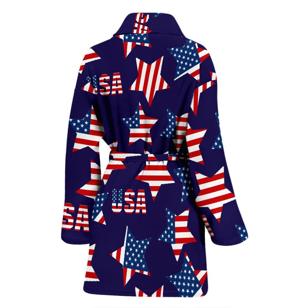 Patriot Usa Pattern Print Women Long Robe-grizzshop