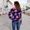 Patriot Usa Pattern Print Women Off Shoulder Sweatshirt-grizzshop