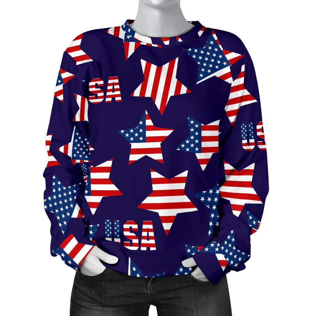 Patriot Usa Pattern Print Women's Sweatshirt-grizzshop