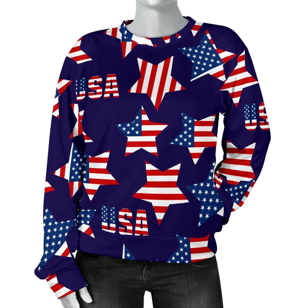 Patriot Usa Pattern Print Women's Sweatshirt-grizzshop