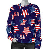 Patriot Usa Pattern Print Women's Sweatshirt-grizzshop