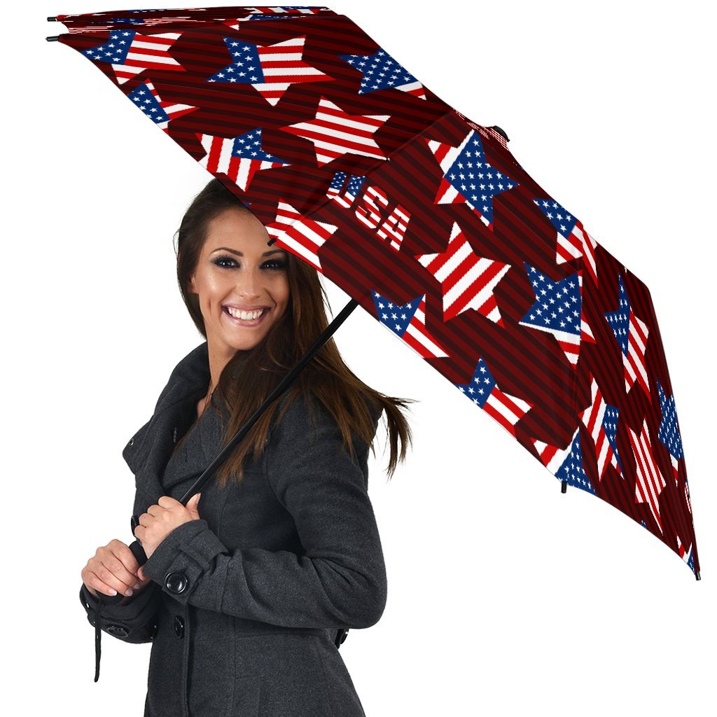 Patriot Usa Print Pattern Automatic Foldable Umbrella-grizzshop