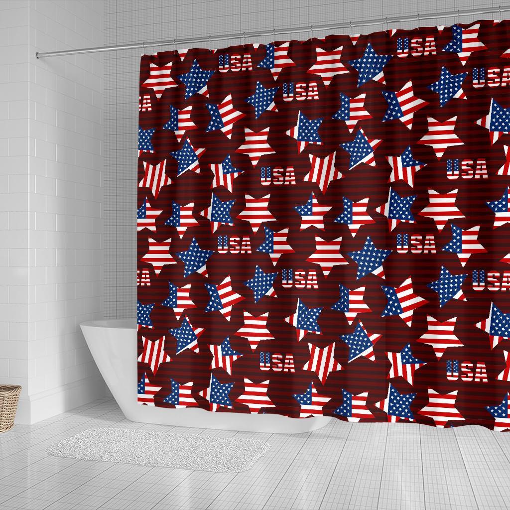 Patriot Usa Print Pattern Bathroom Shower Curtain-grizzshop