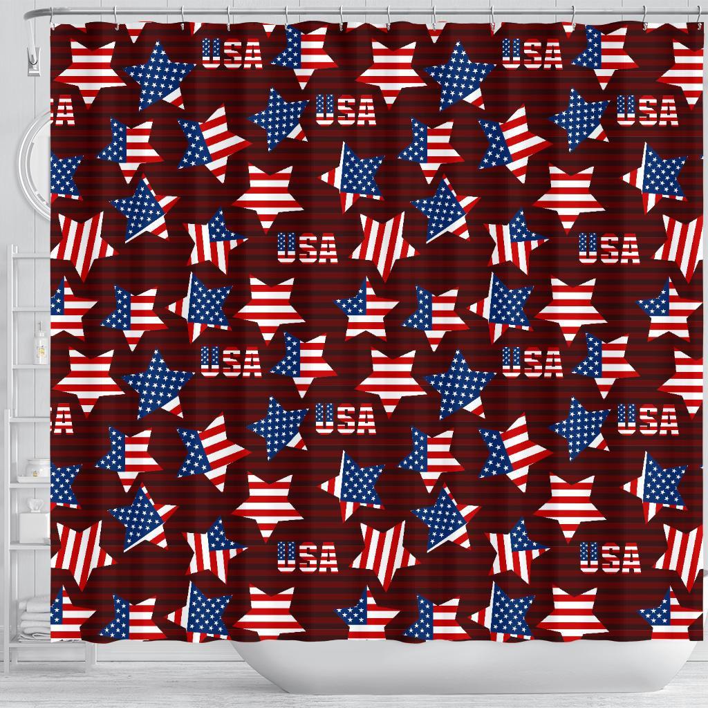 Patriot Usa Print Pattern Bathroom Shower Curtain-grizzshop