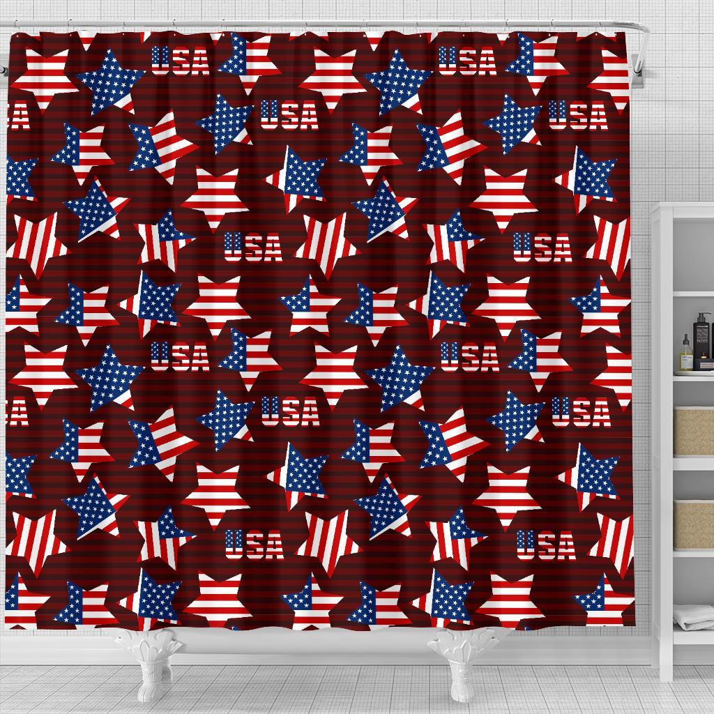 Patriot Usa Print Pattern Bathroom Shower Curtain-grizzshop