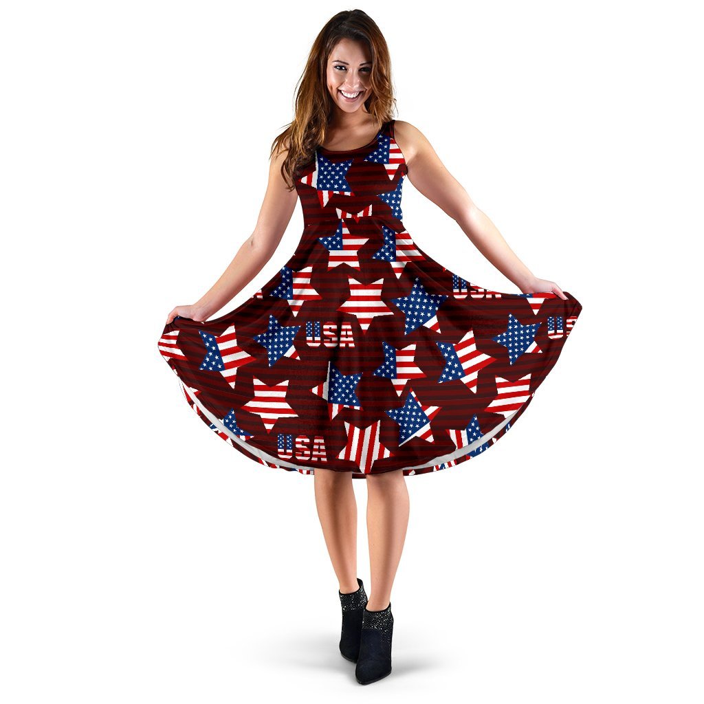 Patriot Usa Print Pattern Dress-grizzshop