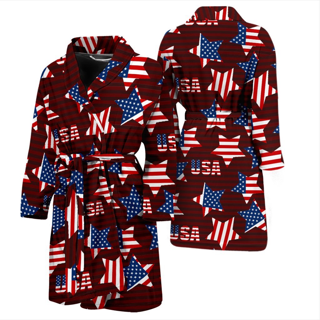 Patriot Usa Print Pattern Men Long Robe-grizzshop