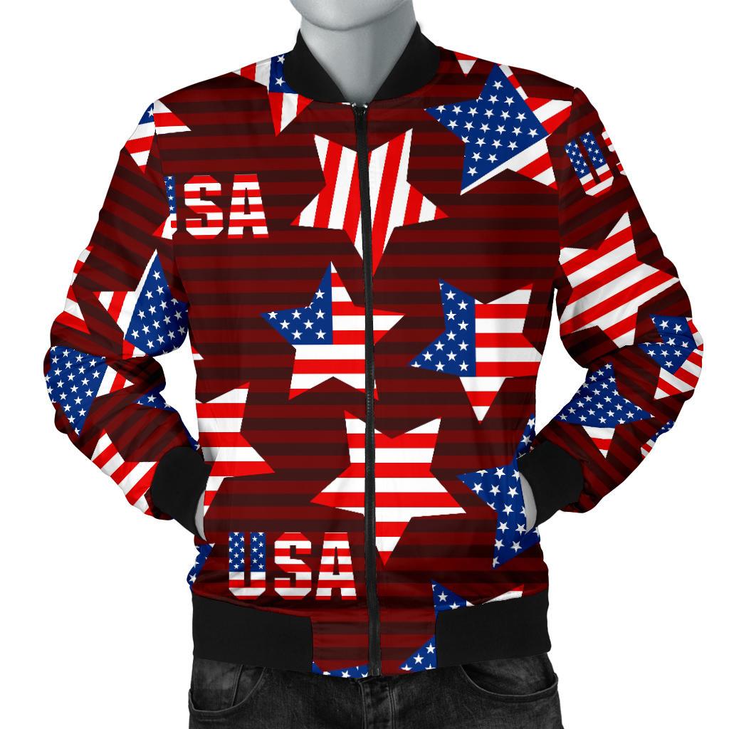 Patriot Usa Print Pattern Men's Bomber Jacket-grizzshop