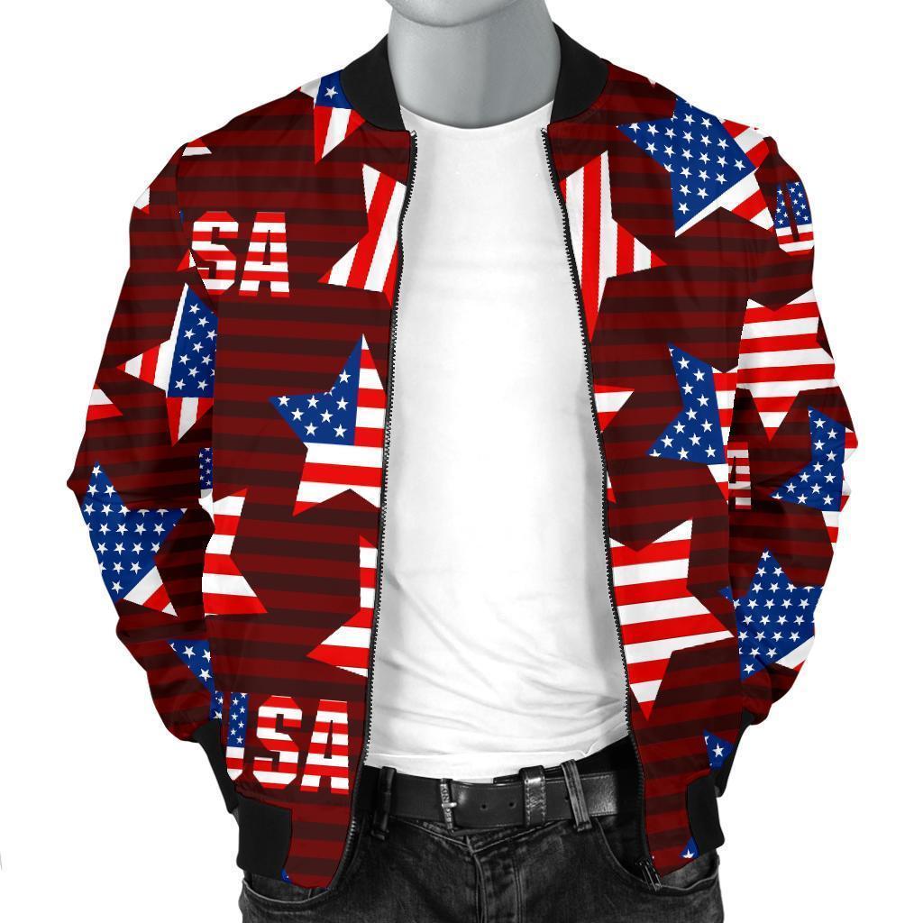 Patriot Usa Print Pattern Men's Bomber Jacket-grizzshop