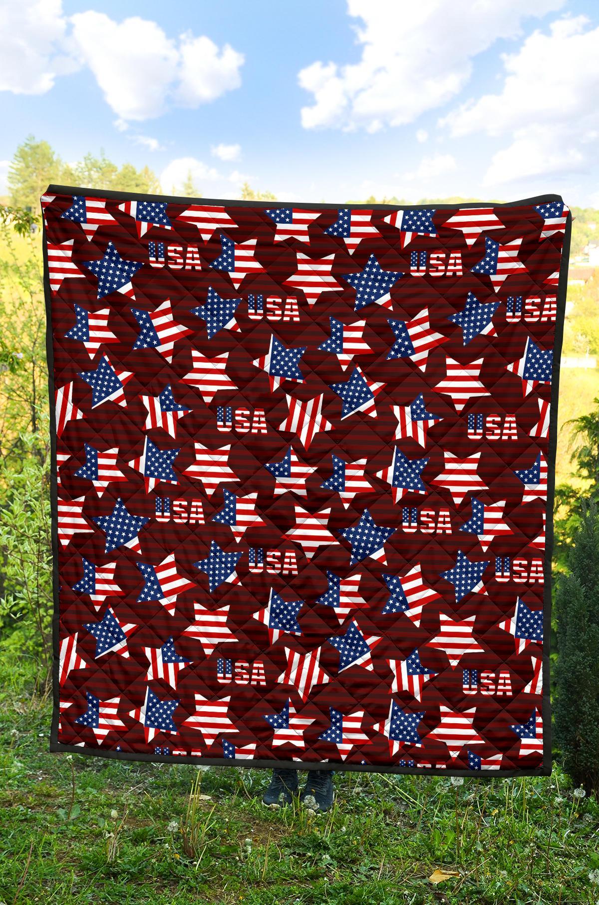 Patriot Usa Print Pattern Quilt-grizzshop