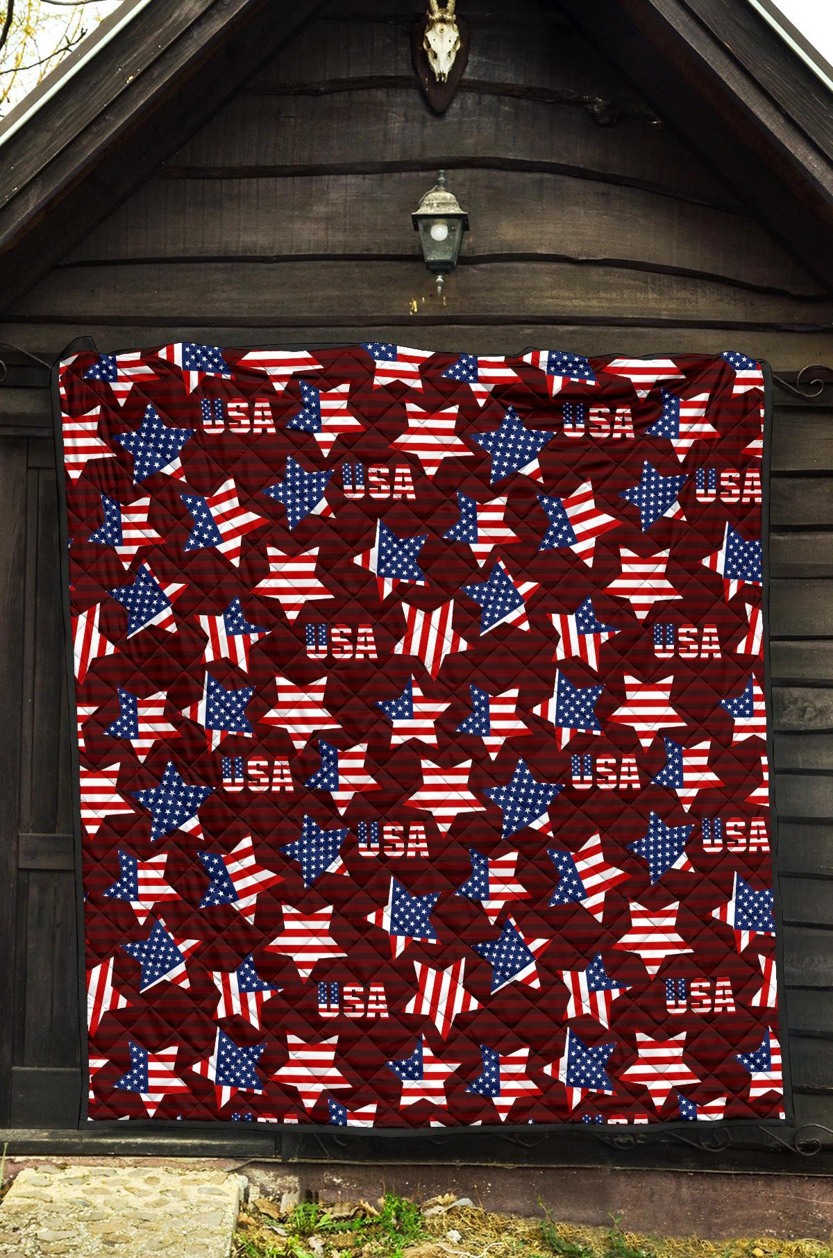 Patriot Usa Print Pattern Quilt-grizzshop