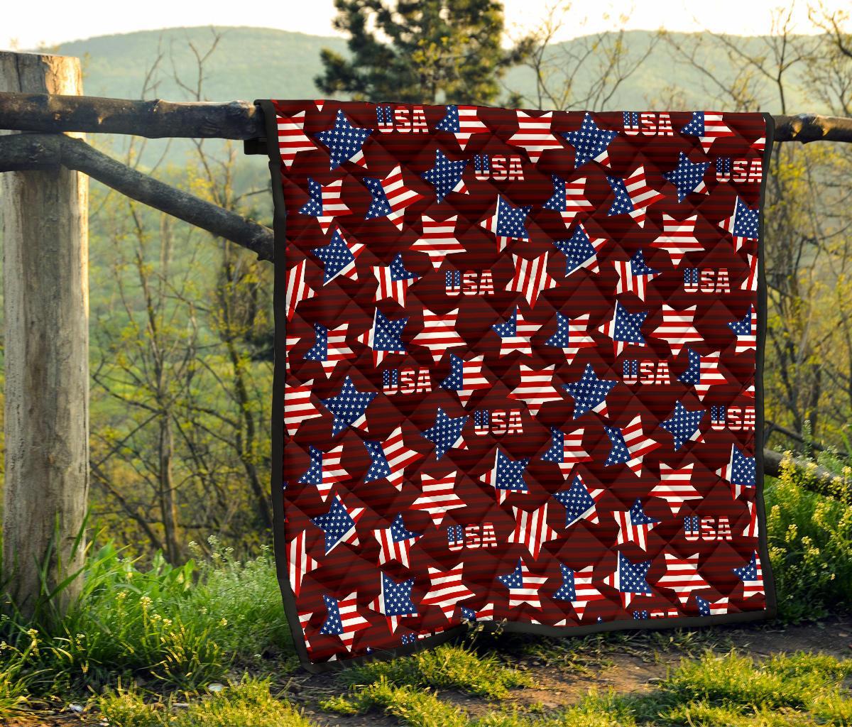 Patriot Usa Print Pattern Quilt-grizzshop