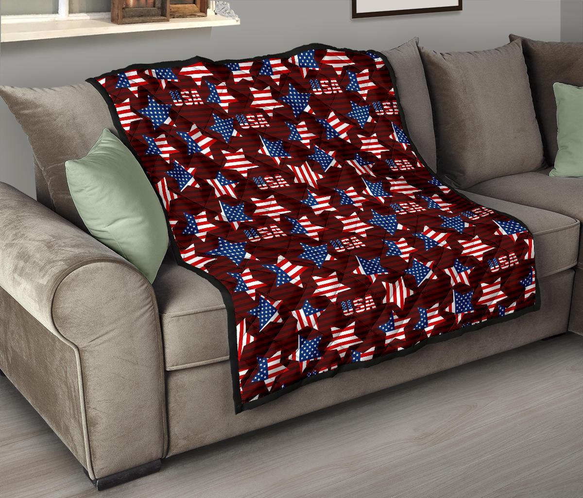 Patriot Usa Print Pattern Quilt-grizzshop