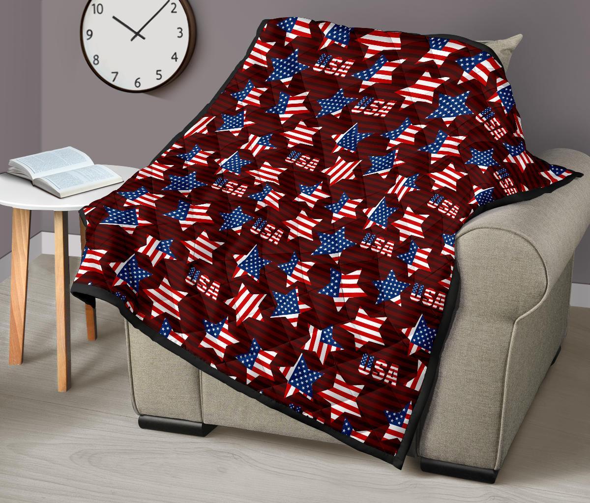 Patriot Usa Print Pattern Quilt-grizzshop