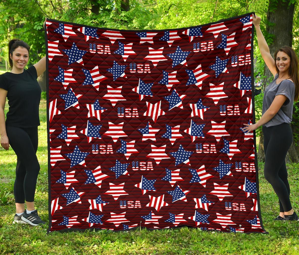 Patriot Usa Print Pattern Quilt-grizzshop