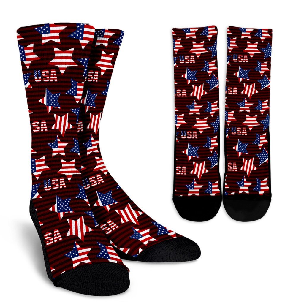 Patriot Usa Print Pattern Unisex Crew Socks-grizzshop