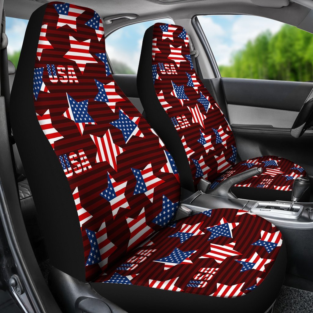 Patriot Usa Print Pattern Universal Fit Car Seat Covers-grizzshop