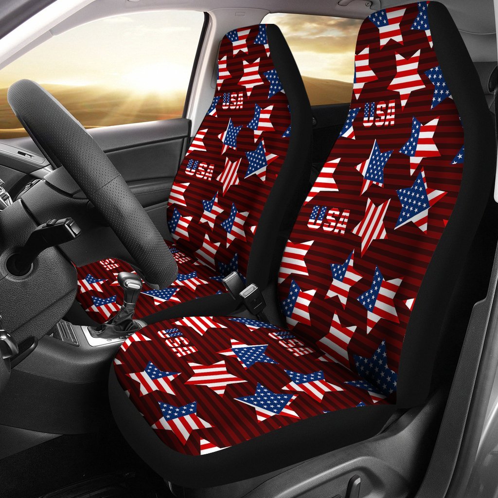 Patriot Usa Print Pattern Universal Fit Car Seat Covers-grizzshop