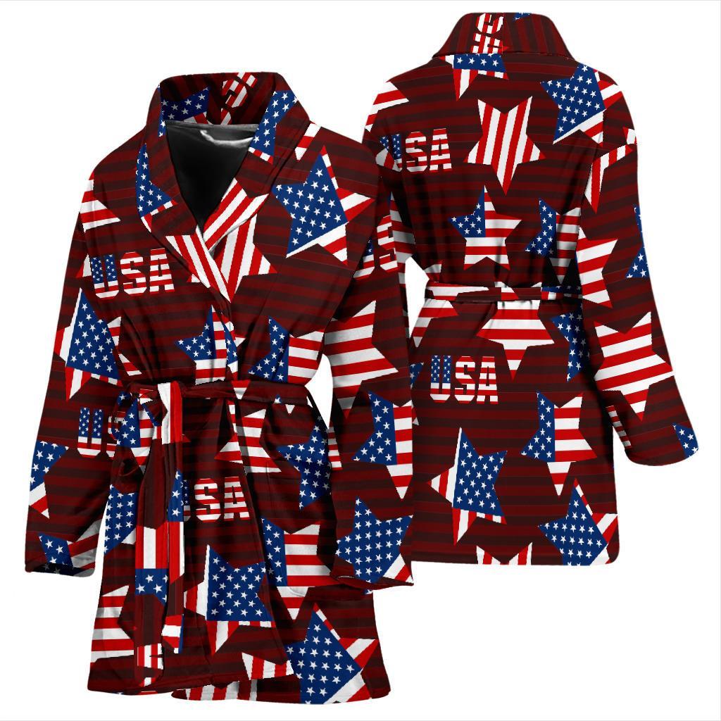 Patriot Usa Print Pattern Women Long Robe-grizzshop