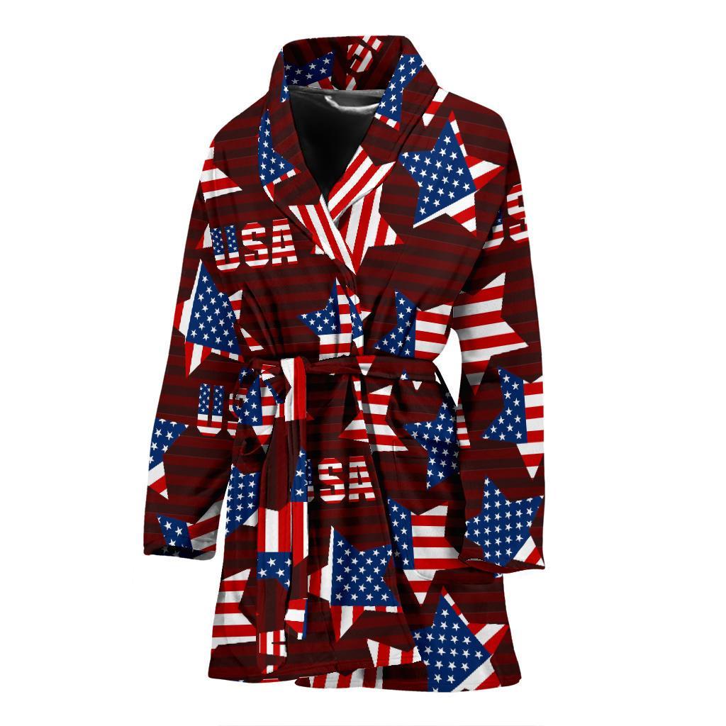 Patriot Usa Print Pattern Women Long Robe-grizzshop