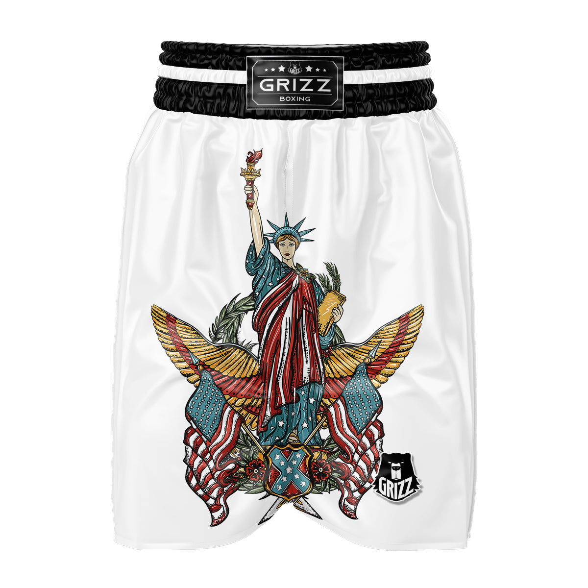 Patriotic Art Statue Of Liberty Print Boxing Shorts-grizzshop