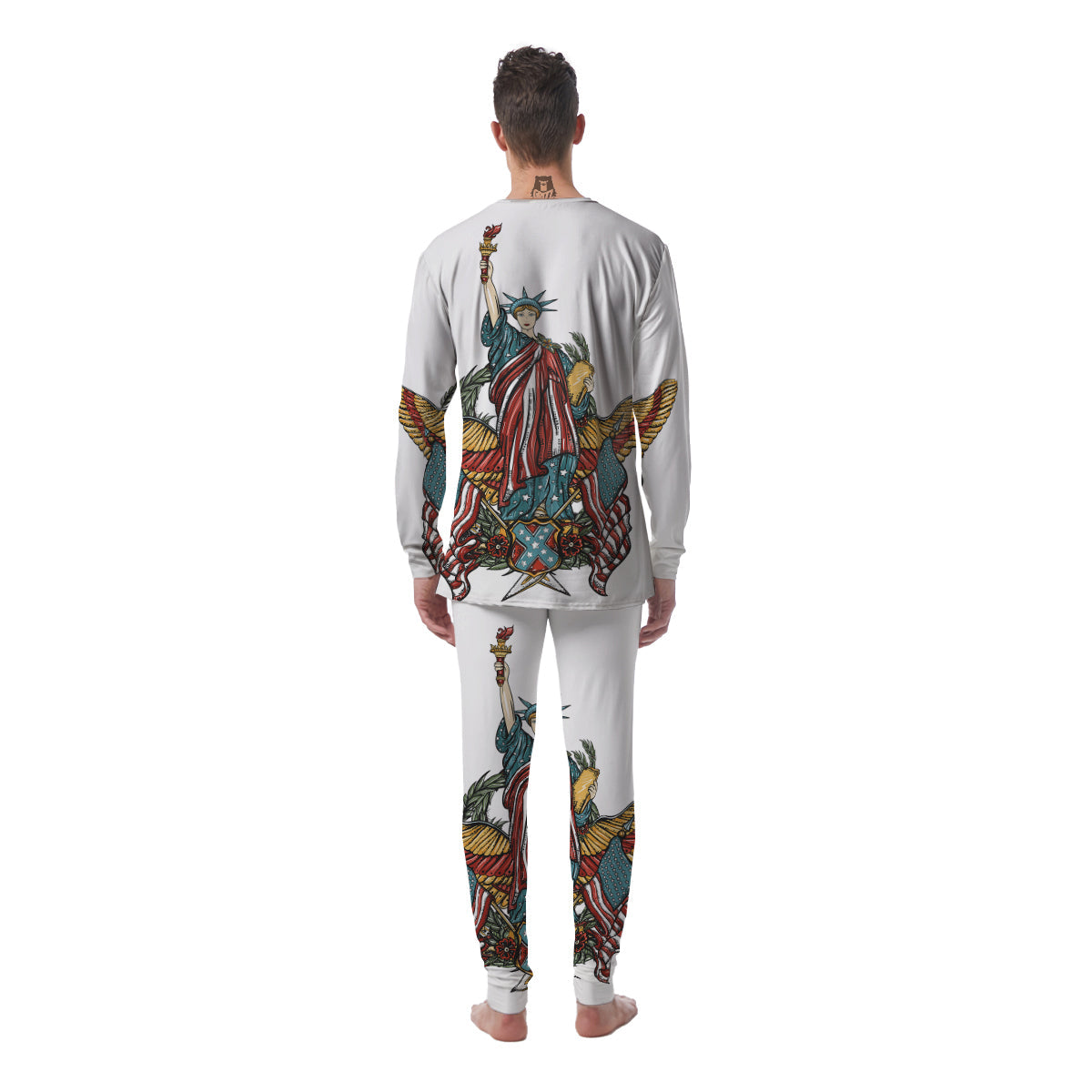 Patriotic Art Statue Of Liberty Print Men's Pajamas-grizzshop