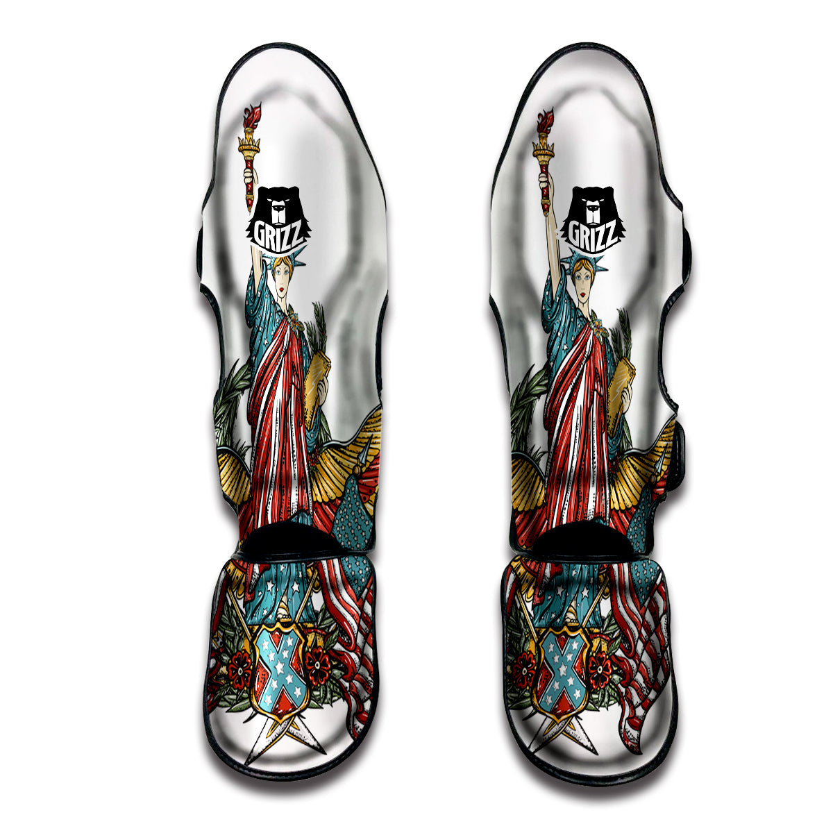 Patriotic Art Statue Of Liberty Print Muay Thai Shin Guards-grizzshop