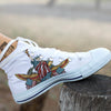 Patriotic Art Statue Of Liberty Print White High Top Shoes-grizzshop