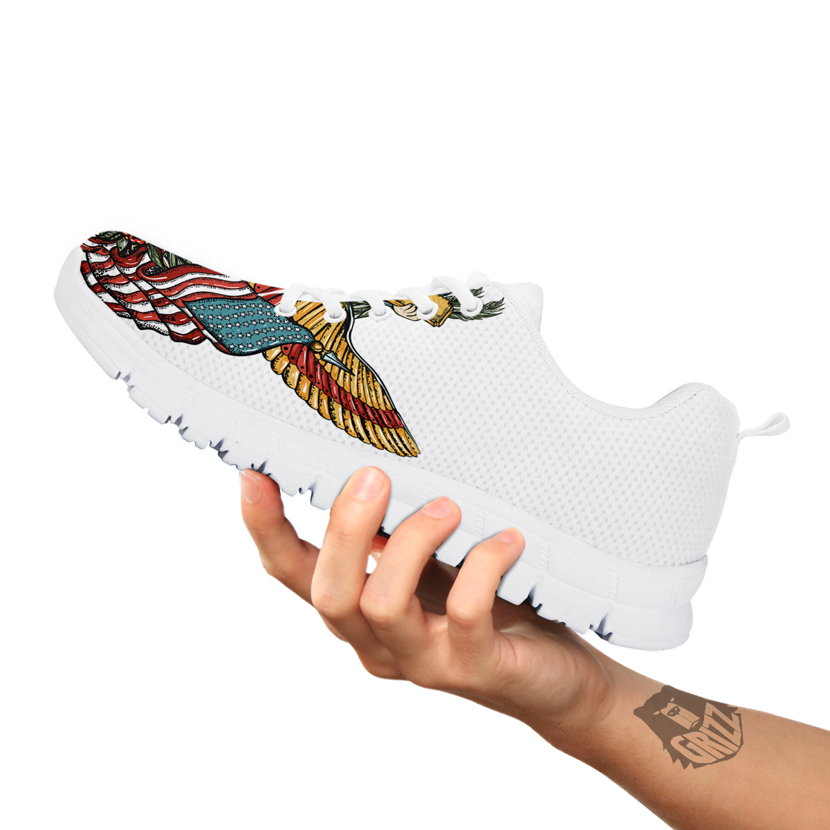 Patriotic Art Statue Of Liberty Print White Sneaker-grizzshop