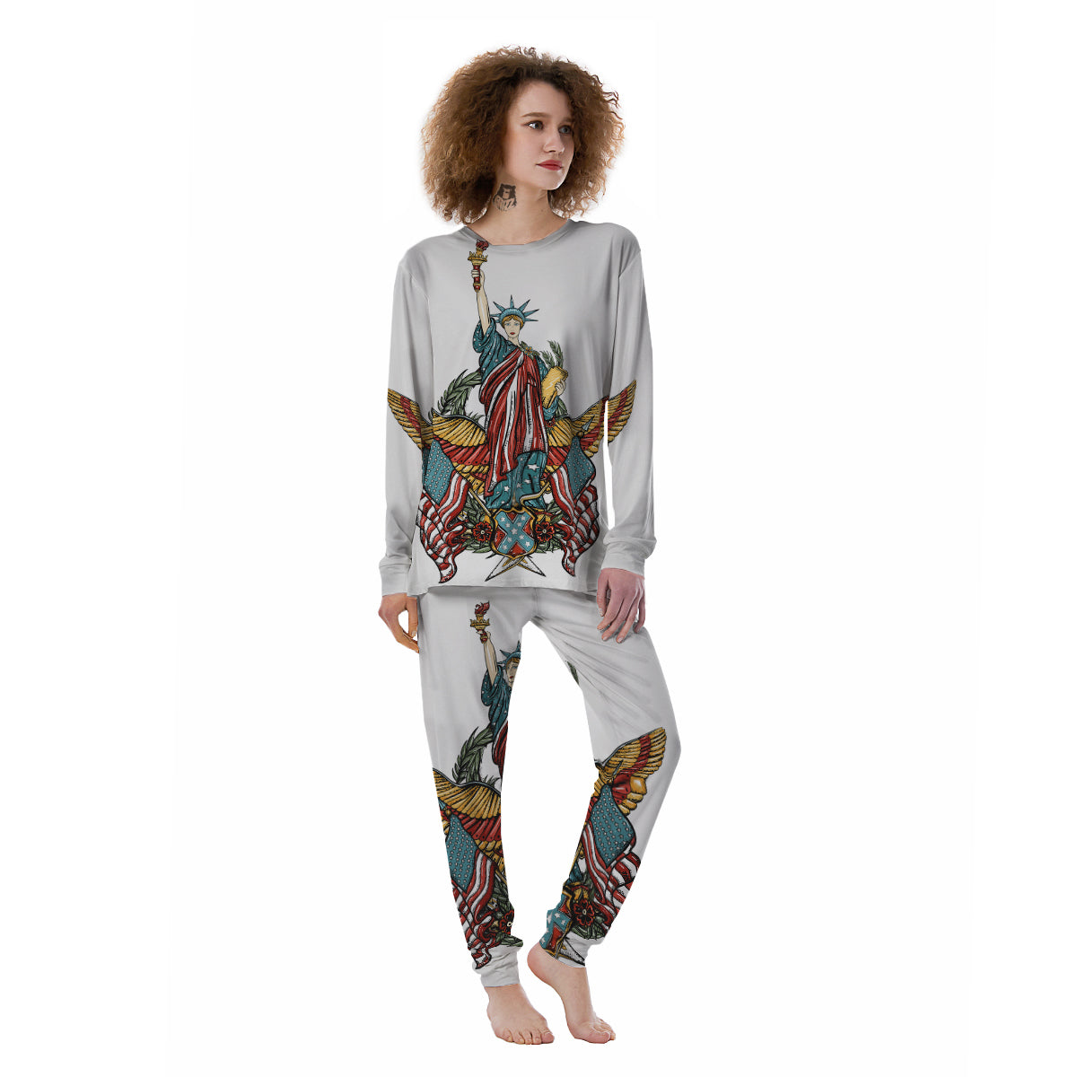 Patriotic Art Statue Of Liberty Print Women's Pajamas-grizzshop